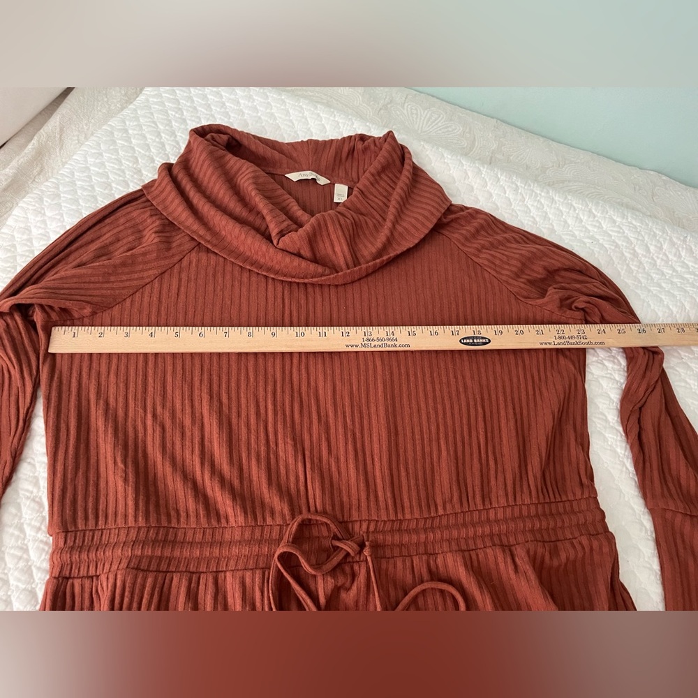 AnyBody Rust Long Sleeve cowl neck Ribbed Dress-Size XL - Picture 15 of 16